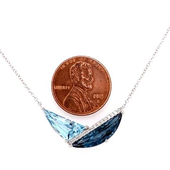 Allison Kaufman London Blue Topaz, Swiss Blue Topaz, and Diamond Necklace
